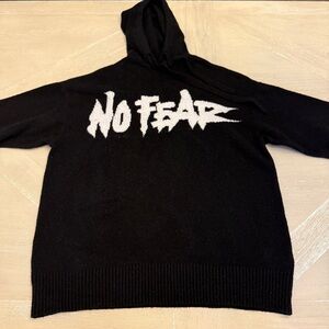 No Fear Men's Black Oversized Sweater Hoodie 1990s